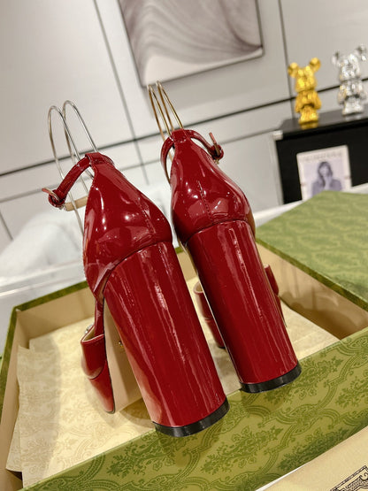 G* New high heels with crystal diamond double G buckle