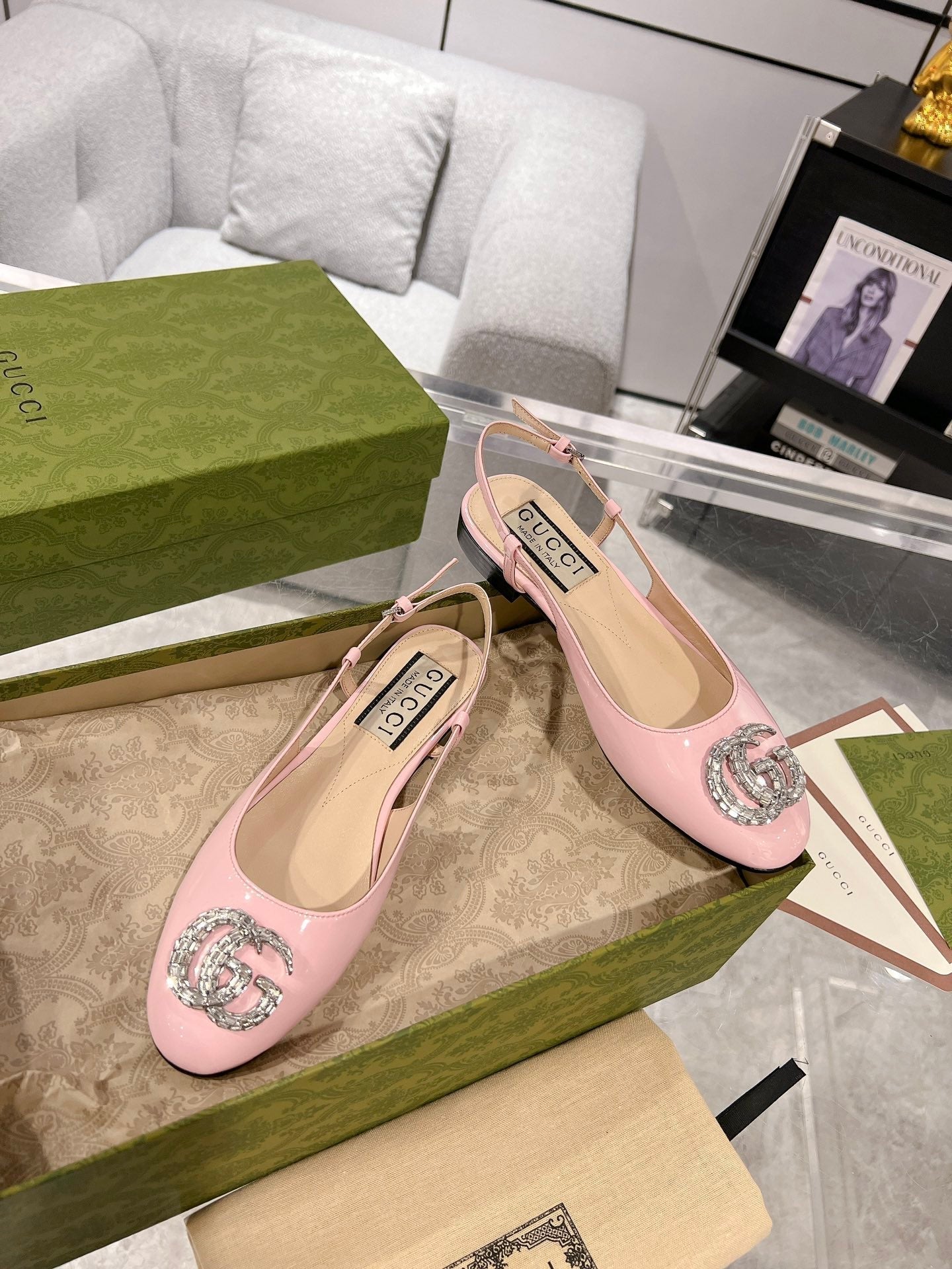 G* New Crystal Diamond Double G Buckle