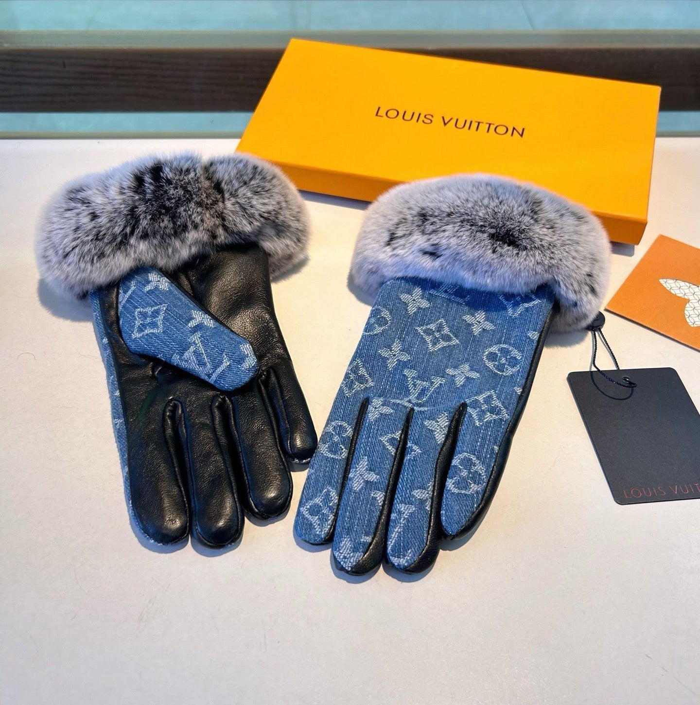 Louis New woolen denim and sheepskin gloves