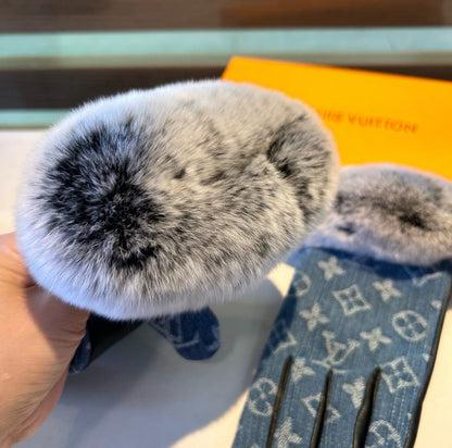 Louis New woolen denim and sheepskin gloves