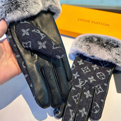Louis New woolen denim and sheepskin gloves