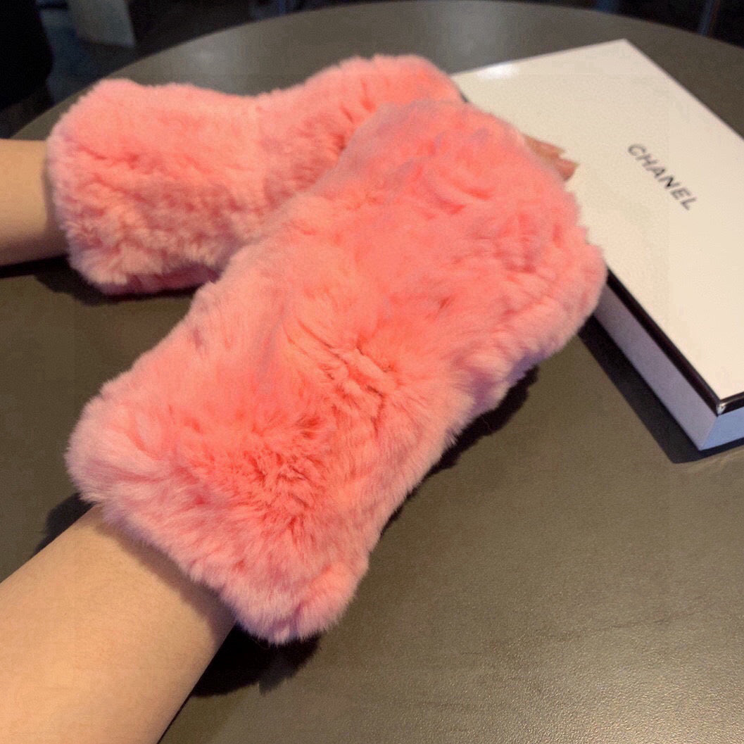 Chan Autumn and winter lazy rabbit fur half gloves