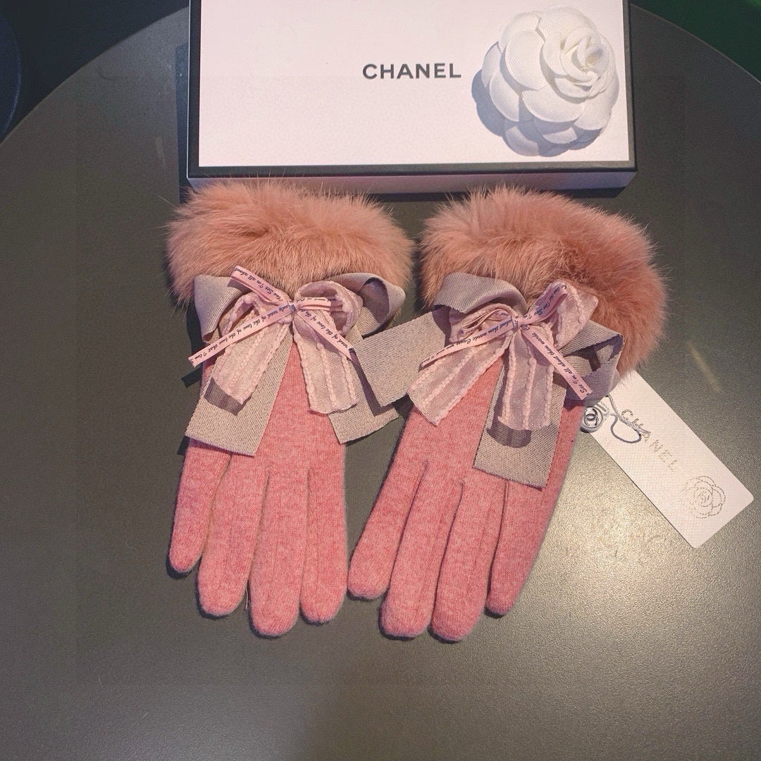 Chan Autumn and winter lazy rabbit fur wool gloves