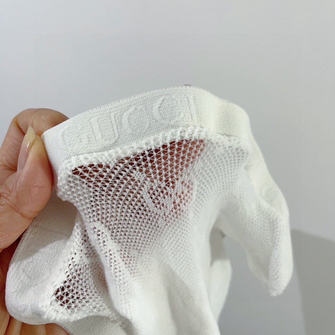 Small double G letter fishnet stockings