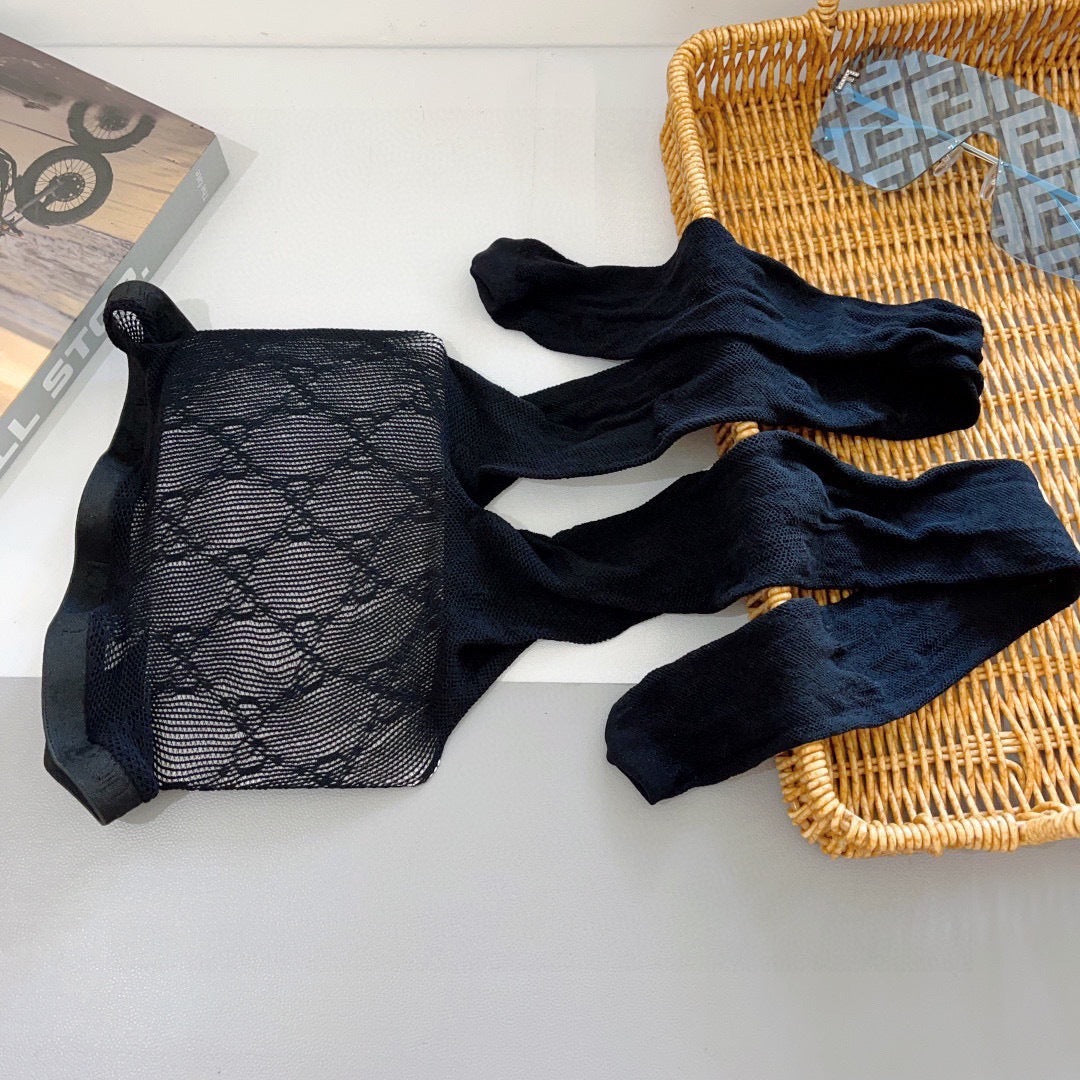 Small double G letter fishnet stockings