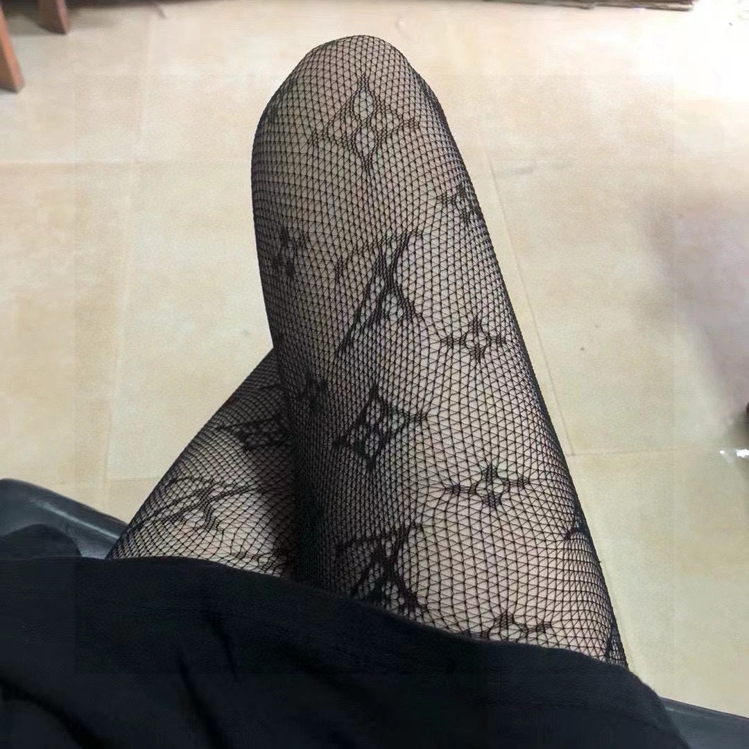 Louis Letter fishnet stockings