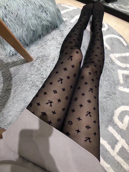 Louis one piece flocked stockings