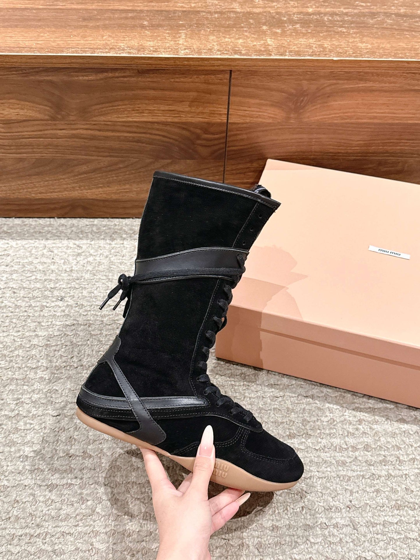 Miu NEW wool boxing boots
