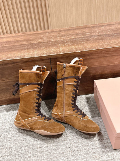 Miu NEW wool boxing boots