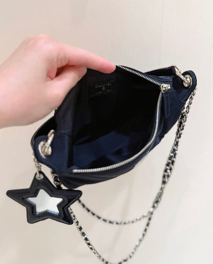 New CHAN velvet crescent bag