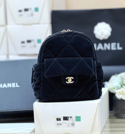 New CHAN velvet backpack