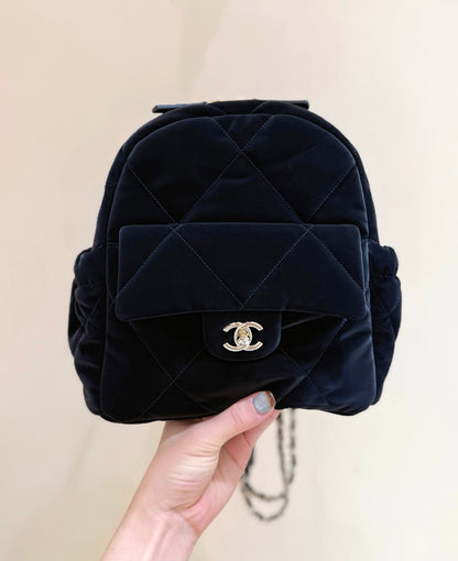 New CHAN velvet backpack