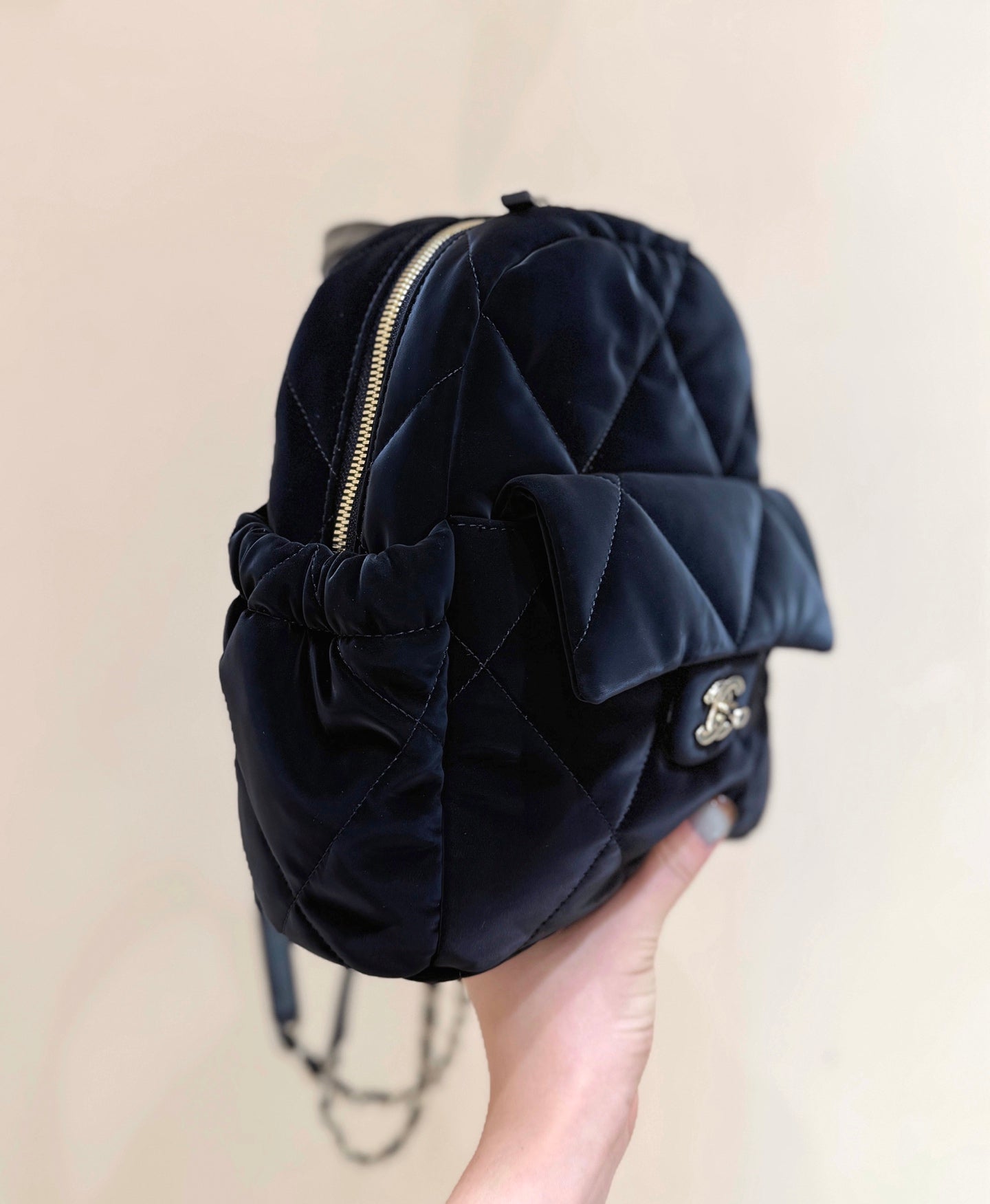 New CHAN velvet backpack