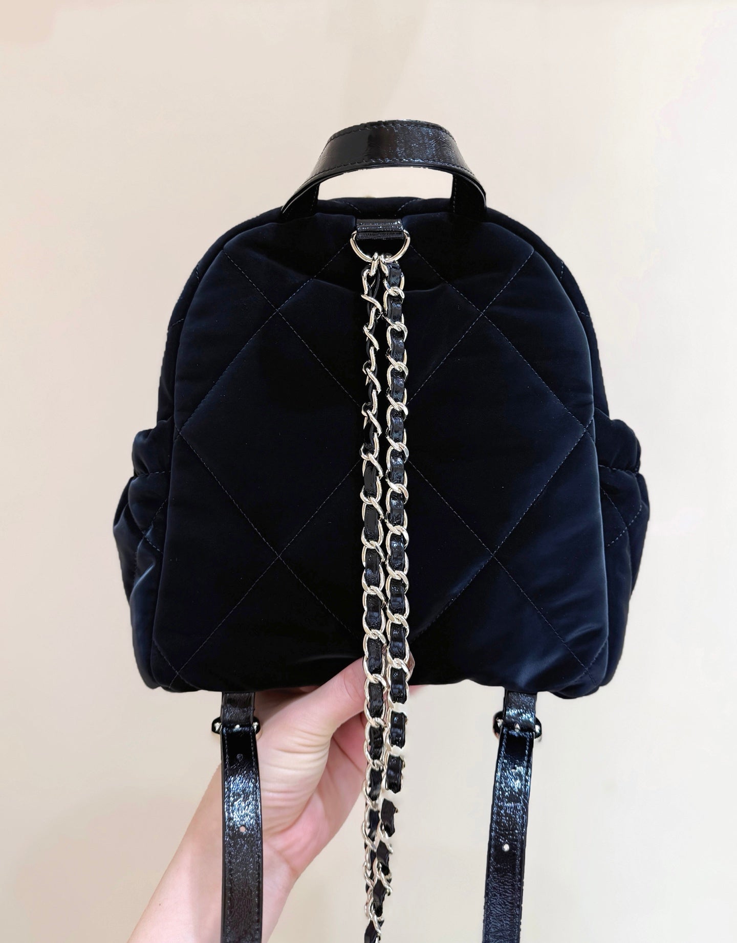 New CHAN velvet backpack