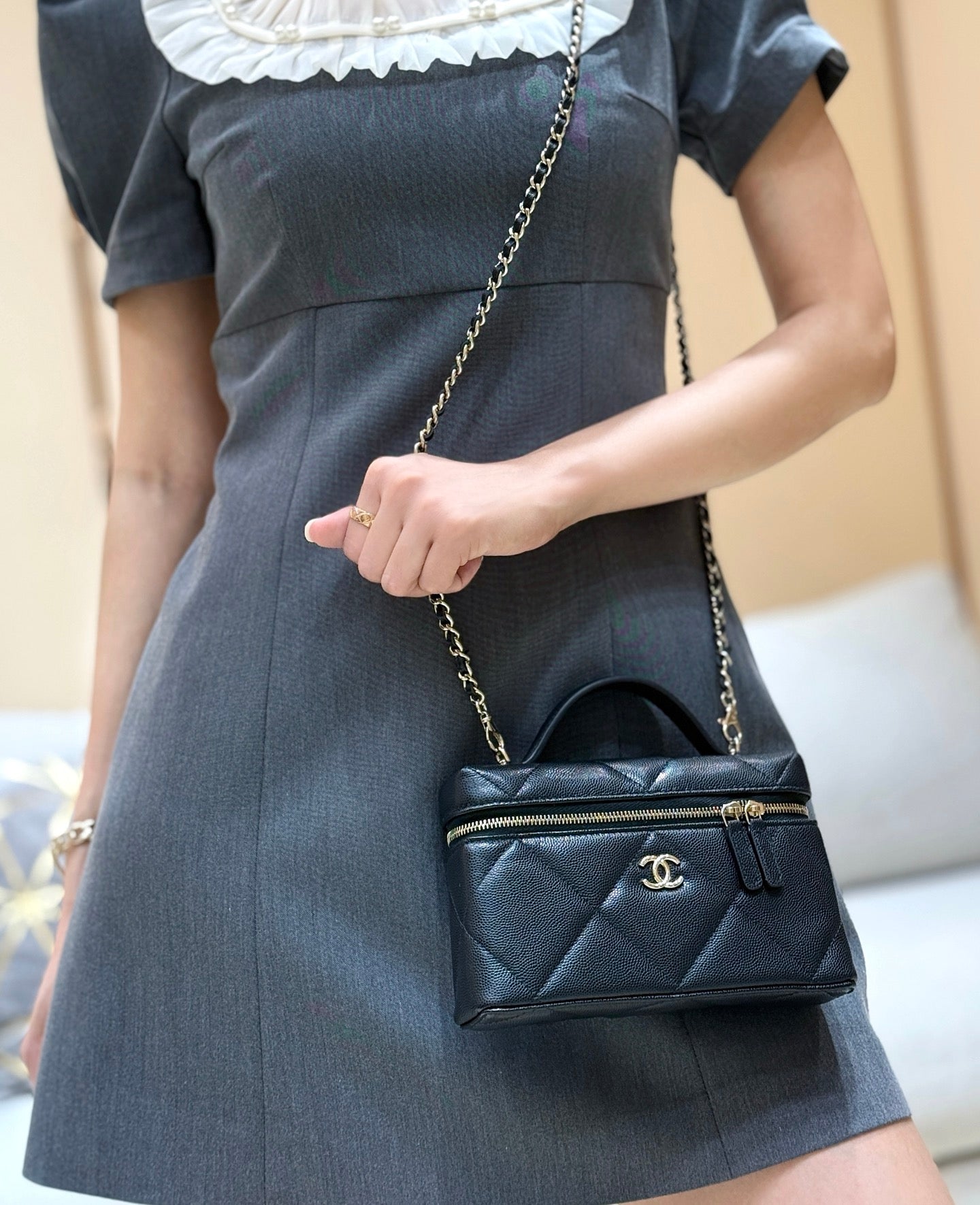 New CHAN large diamond lunch box bag