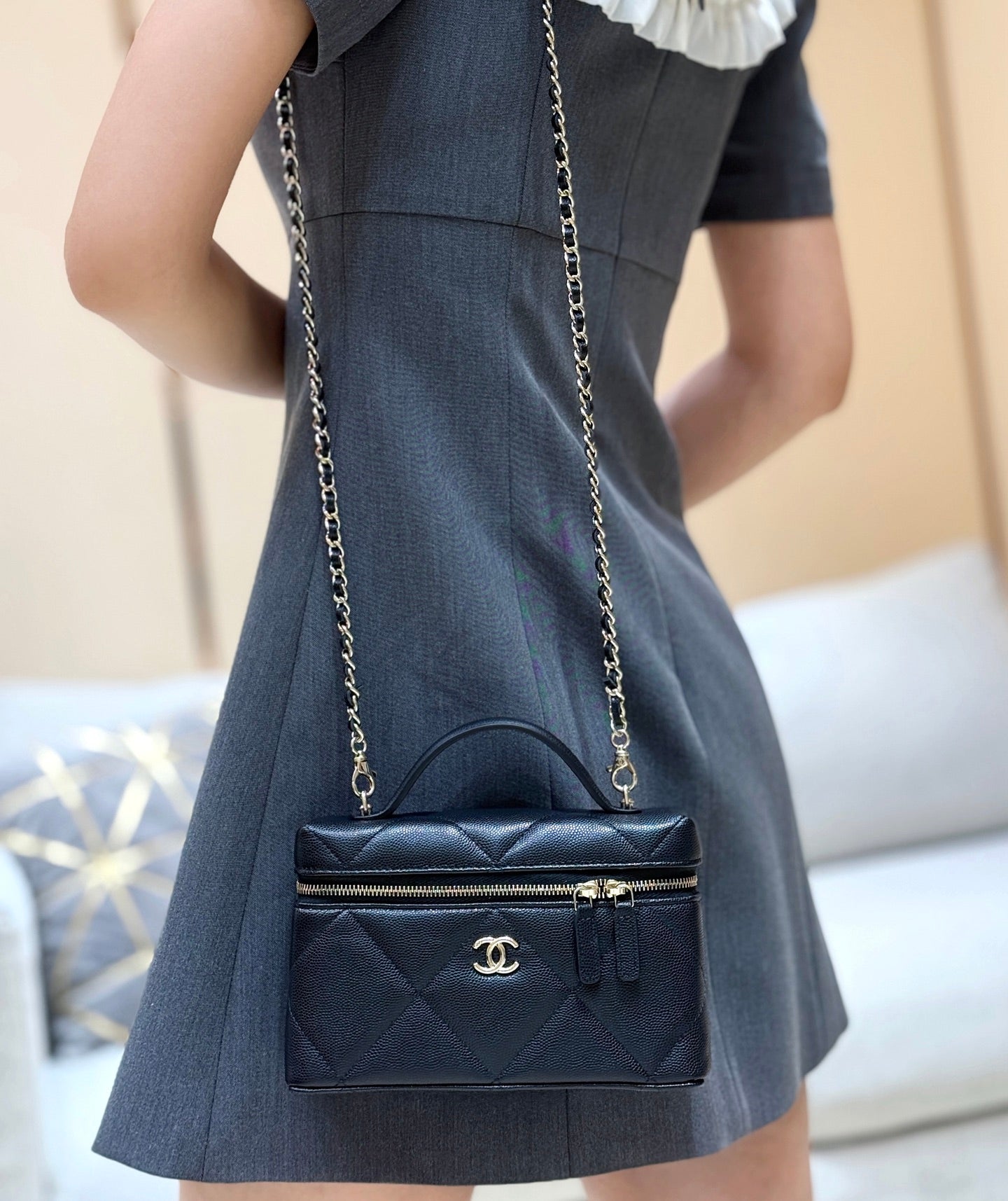 New CHAN large diamond lunch box bag