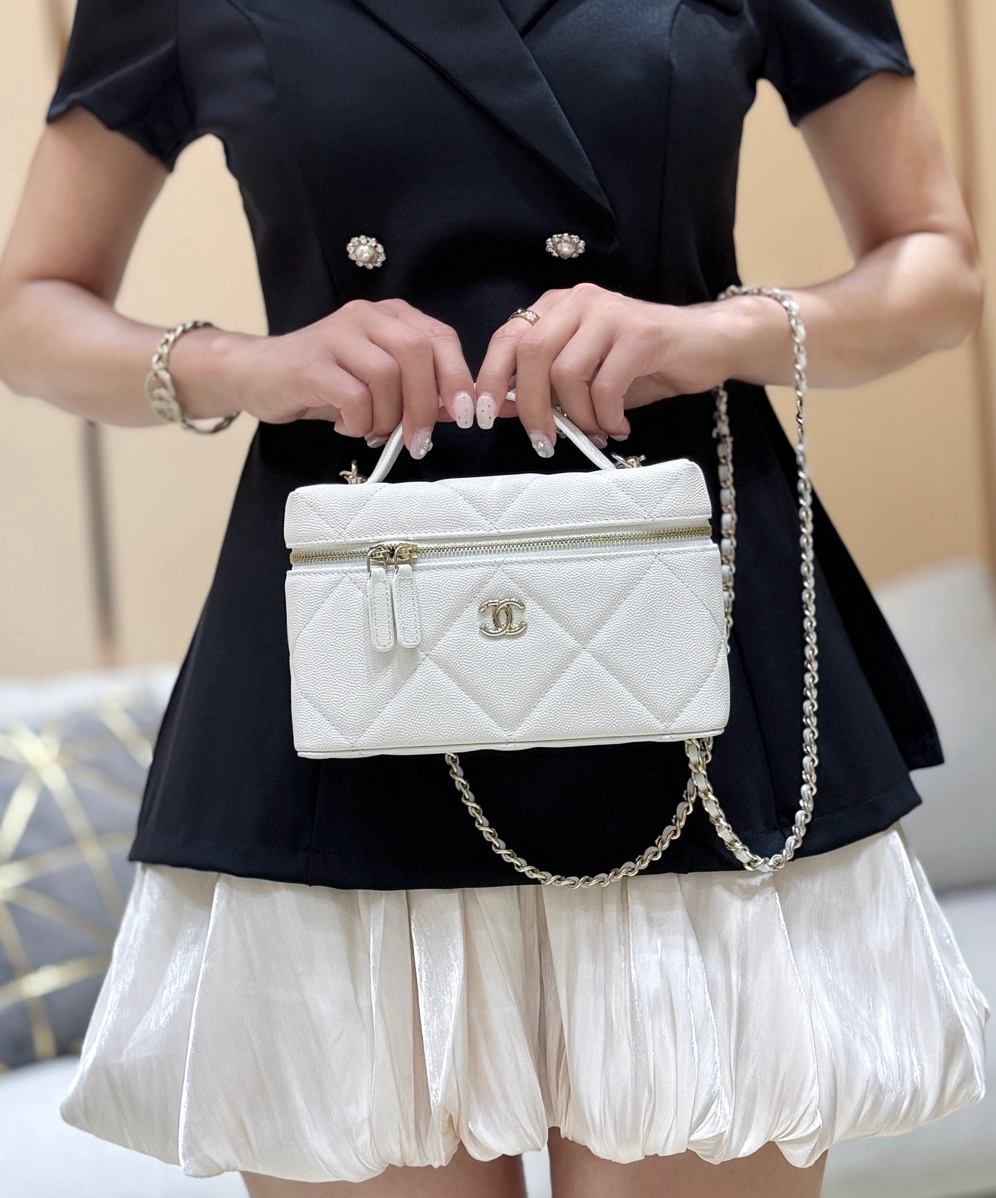 New CHAN large diamond lunch box bag