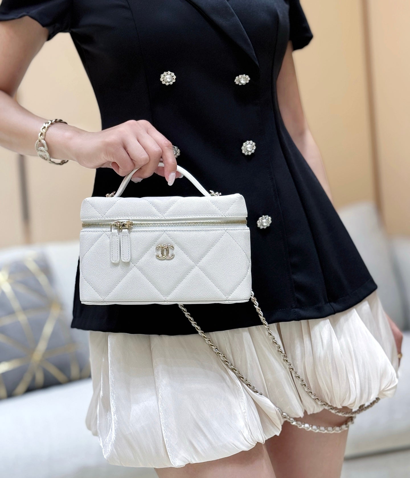 New CHAN large diamond lunch box bag