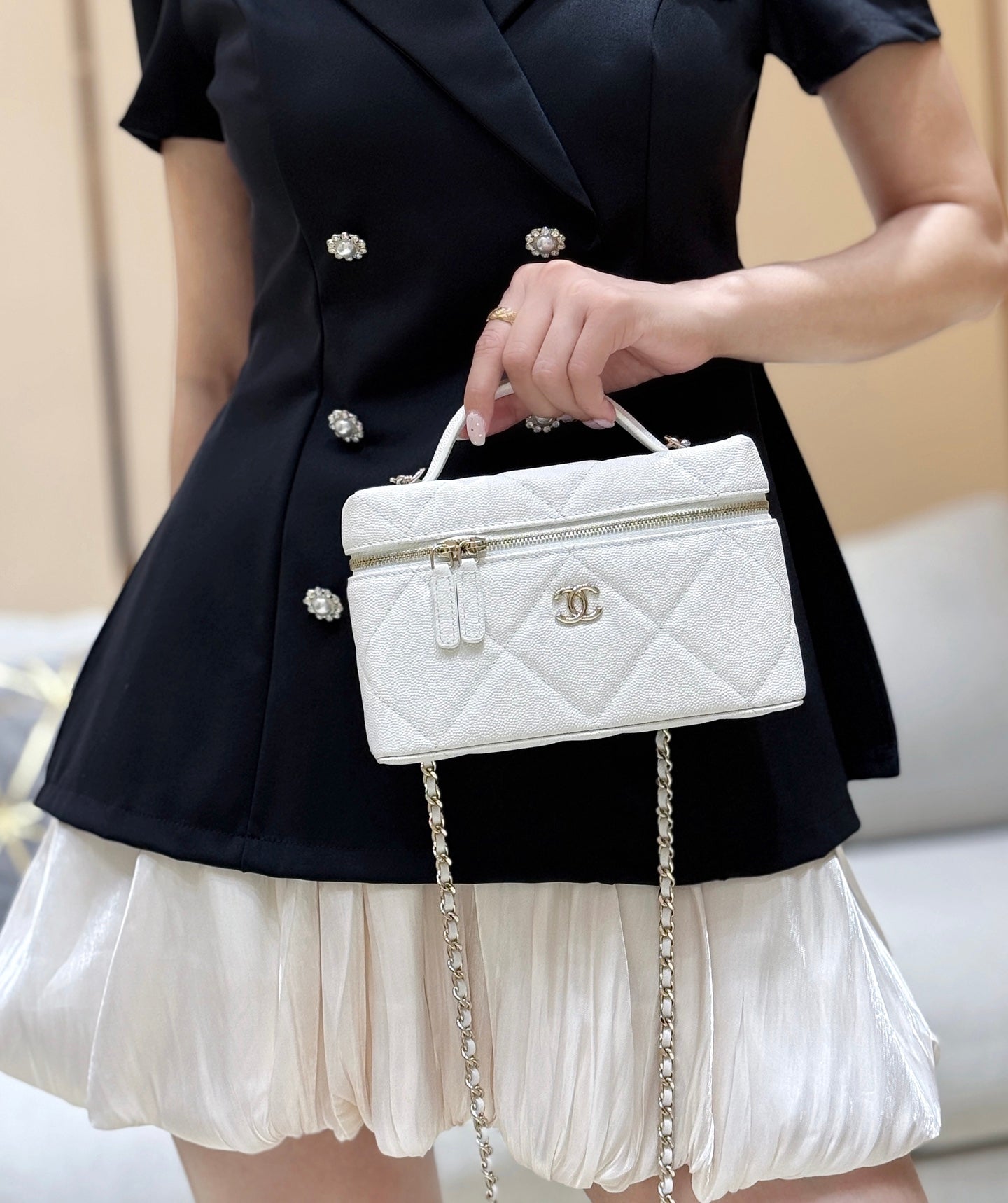 New CHAN large diamond lunch box bag