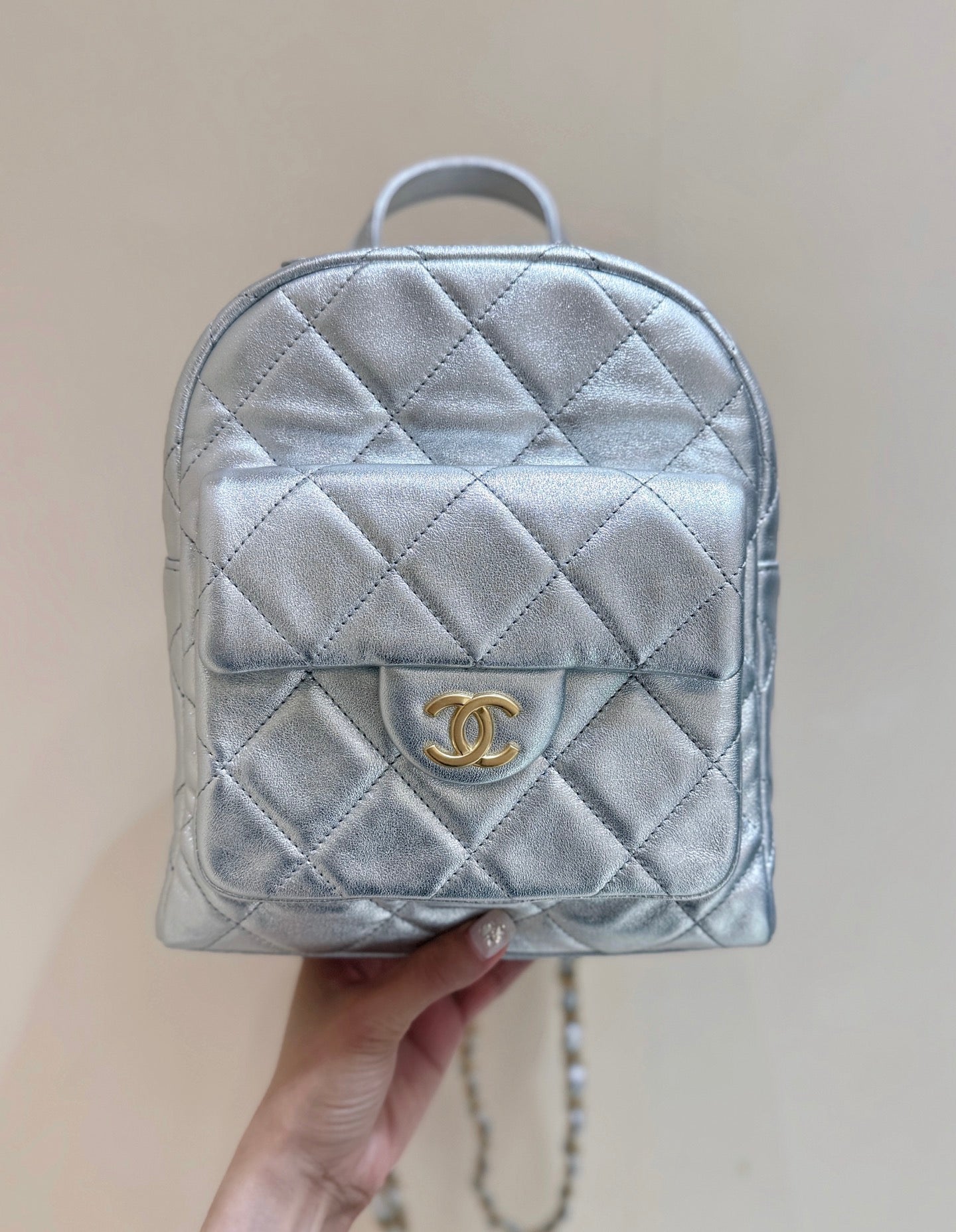 New CHAN silver backpack