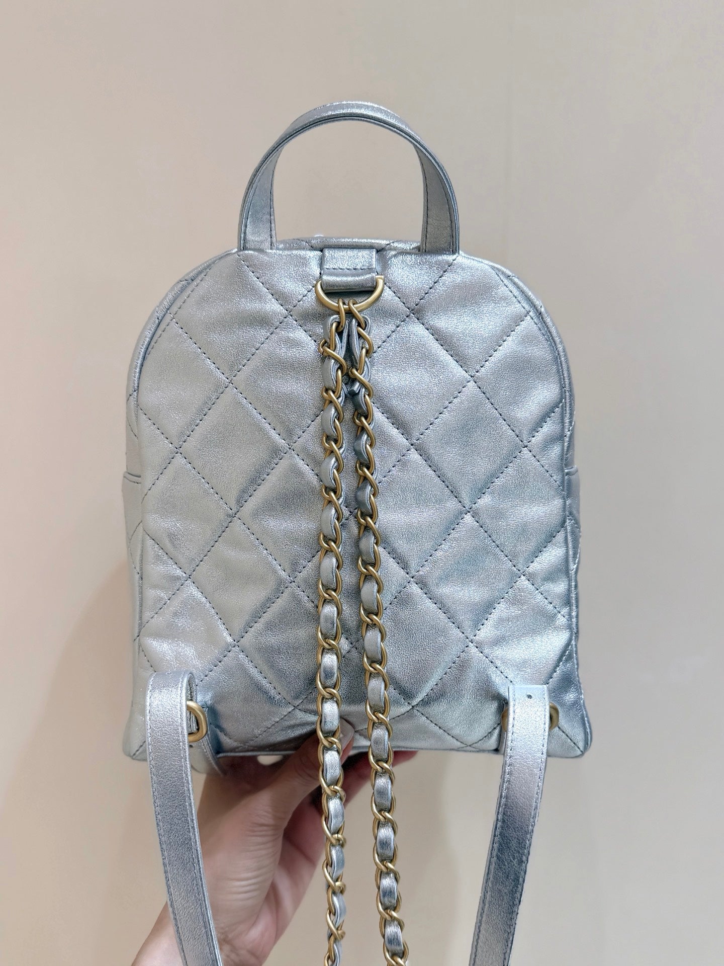 New CHAN silver backpack