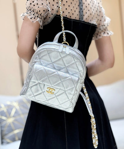 New CHAN silver backpack