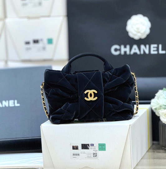 New CHAN velvet bow bag