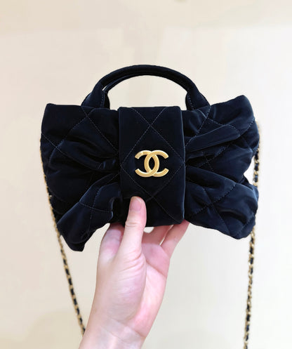 New CHAN velvet bow bag