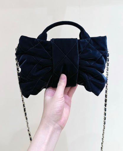 New CHAN velvet bow bag