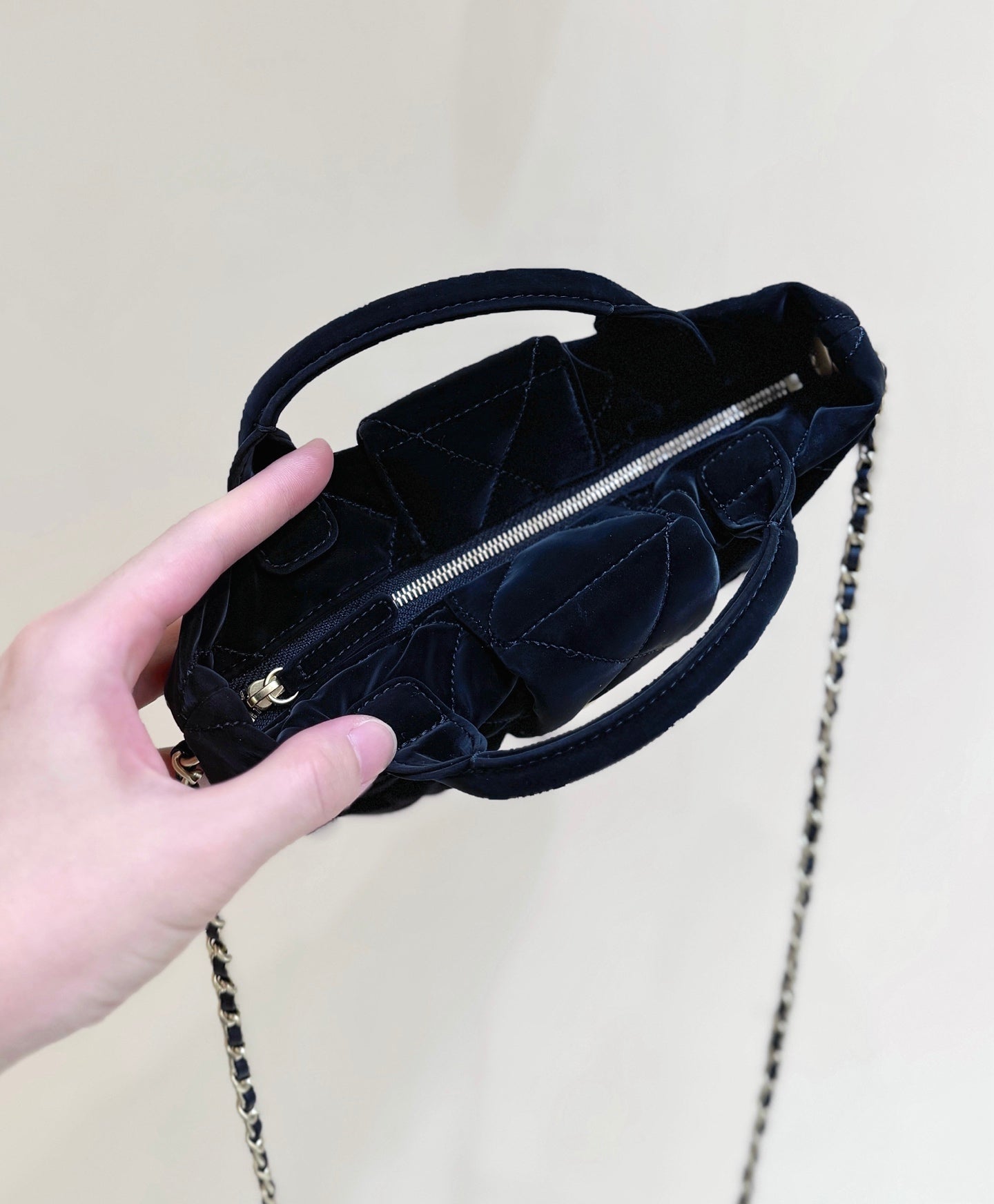 New CHAN velvet bow bag