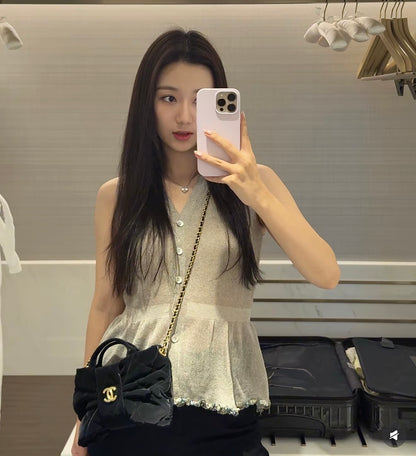 New CHAN velvet bow bag