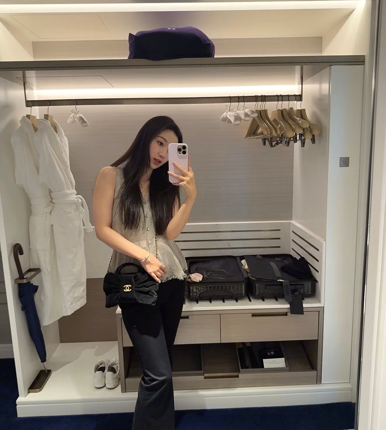 New CHAN velvet bow bag