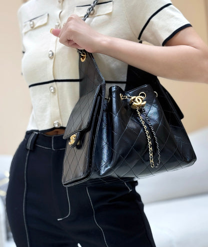 New CHAN Mandarin Duck Link Shiny Cowhide Bag