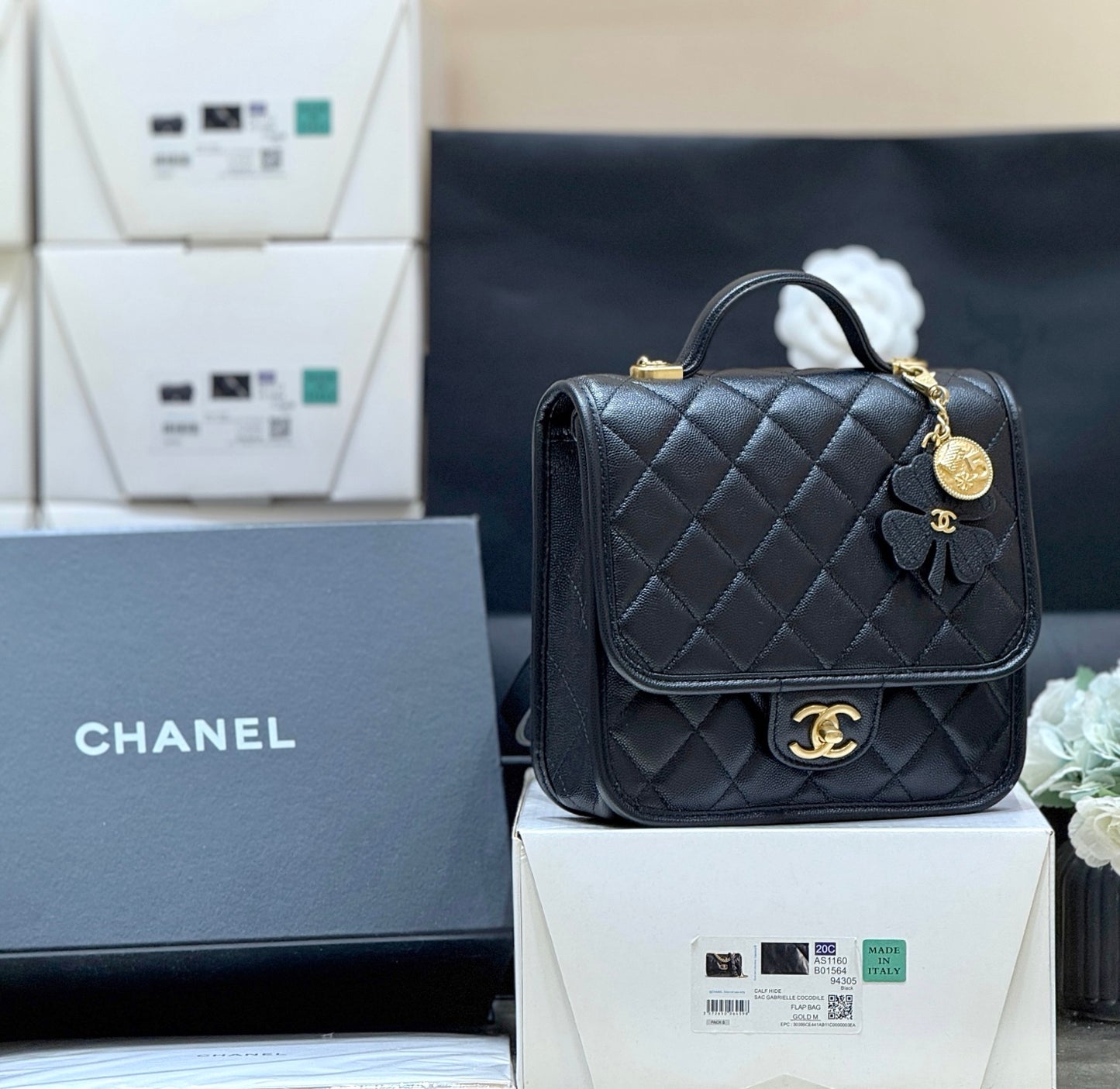 New CHAN gold coin four-leaf clover double backpack