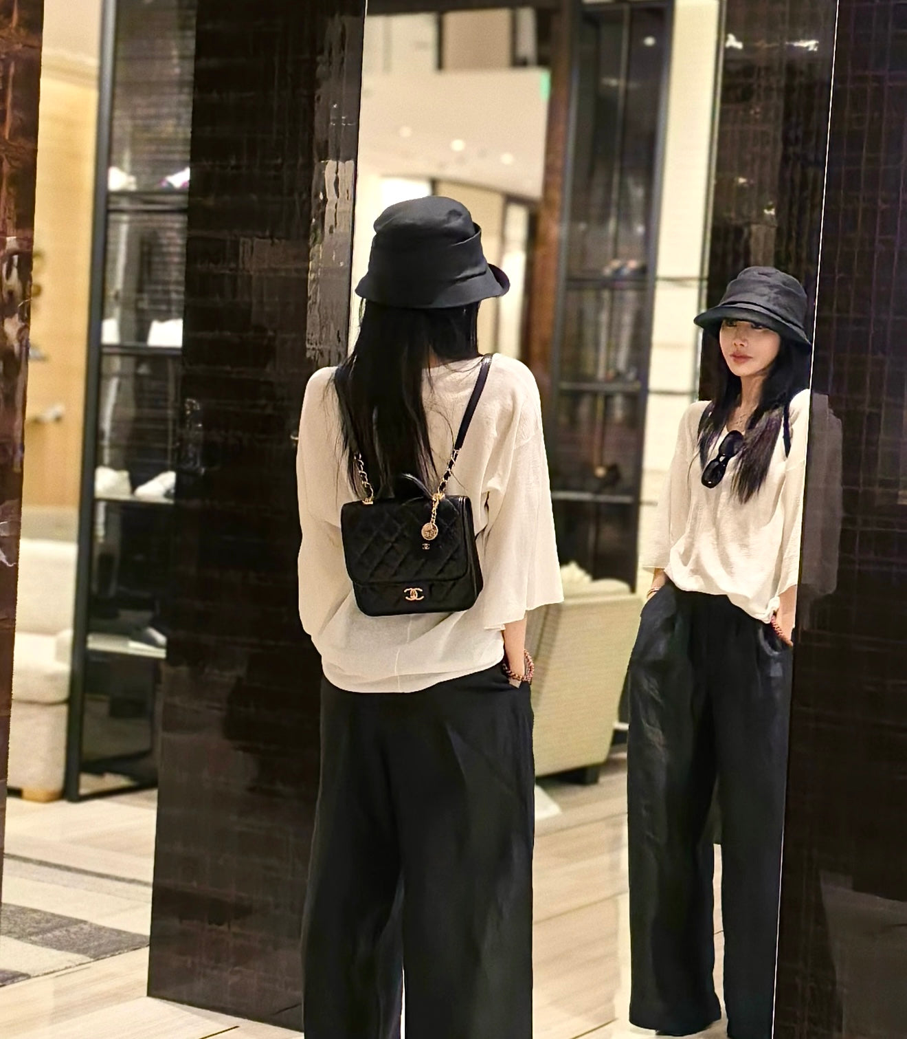 New CHAN gold coin four-leaf clover double backpack