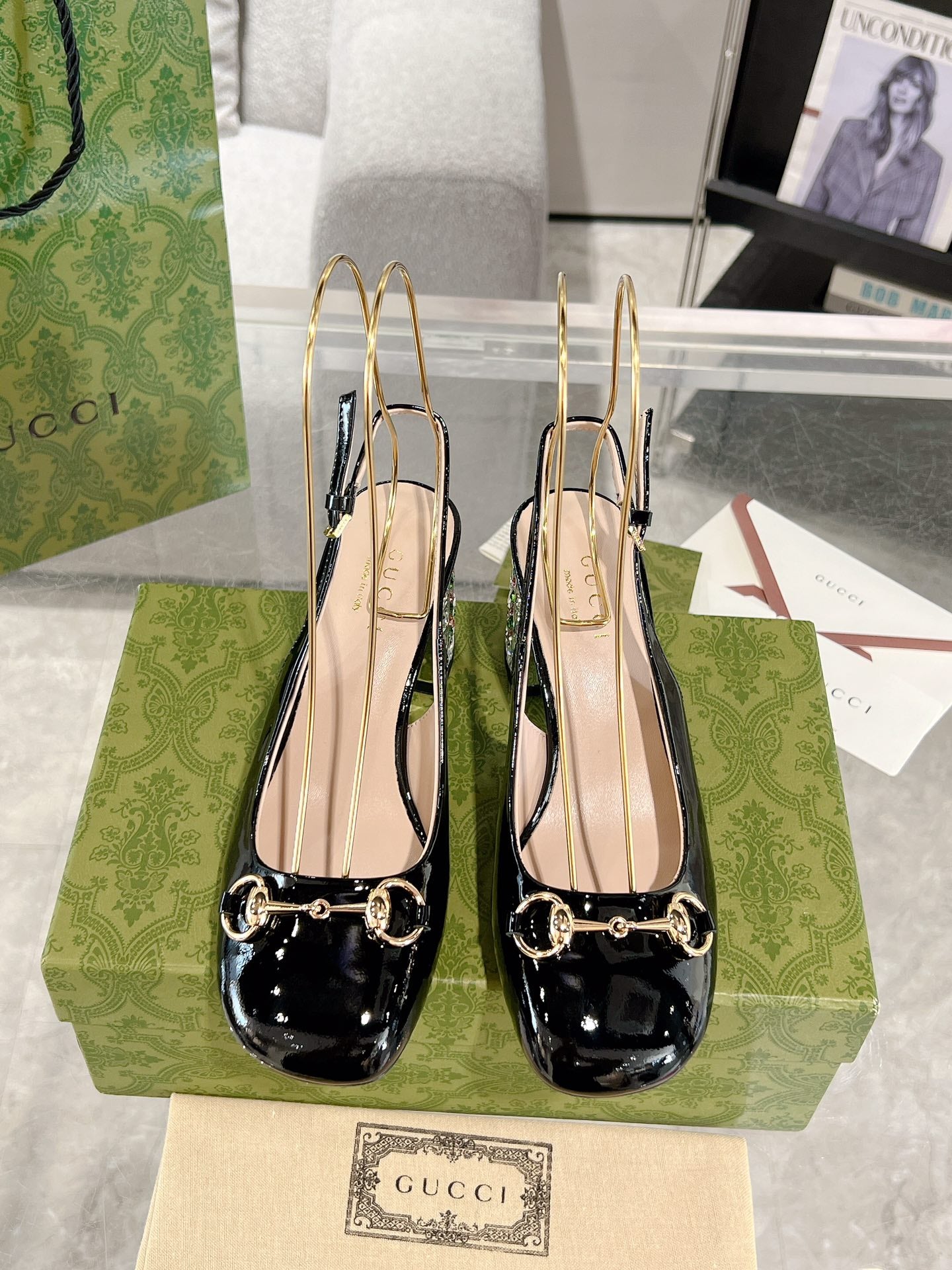 Guc New women's rhinestone chunky heel sandals