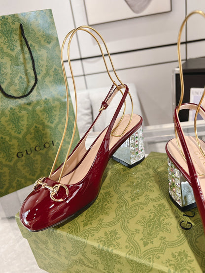 Guc New women's rhinestone chunky heel sandals