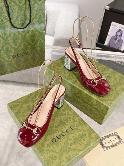 Guc New women's rhinestone chunky heel sandals