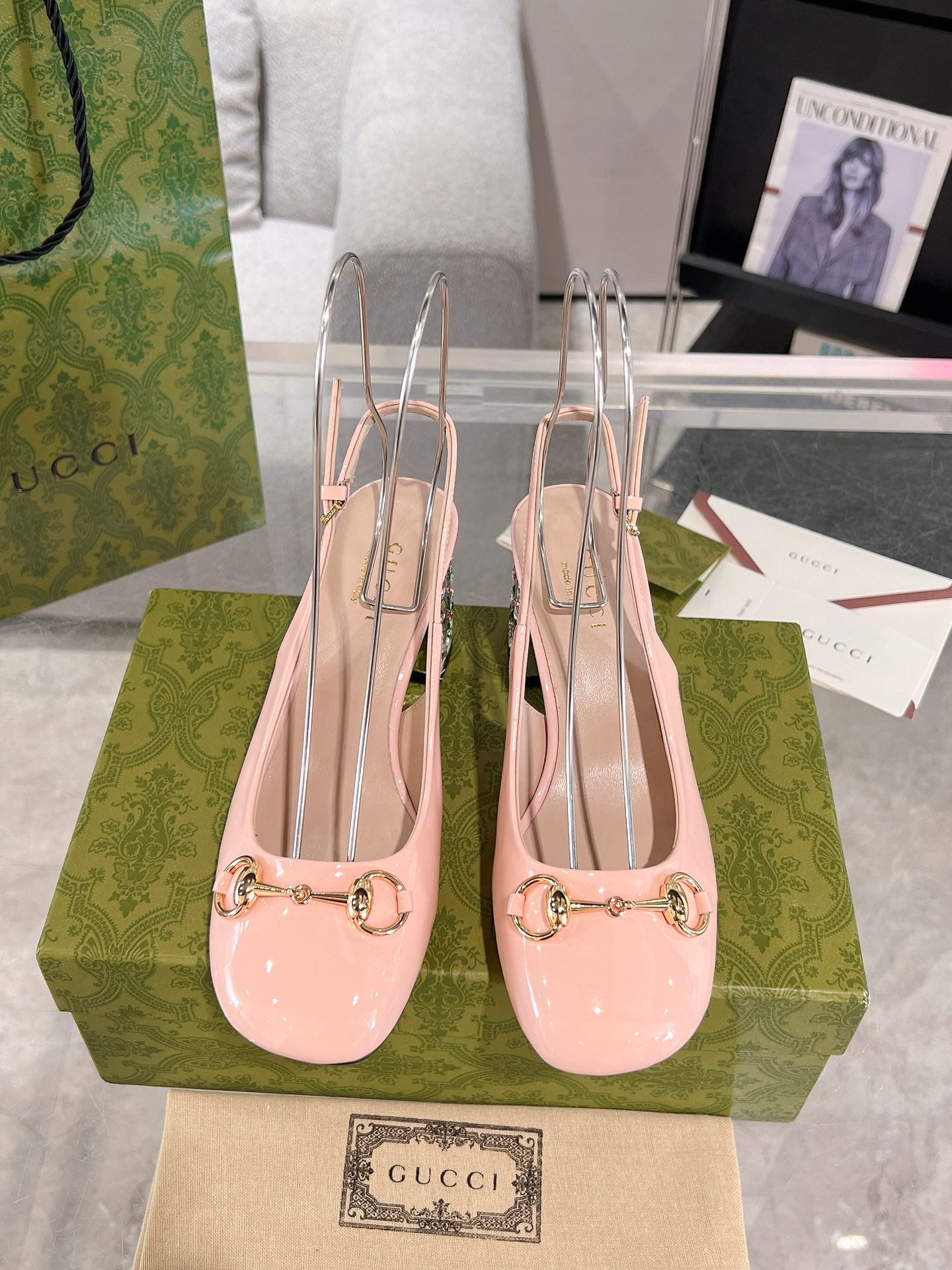 Guc New women's rhinestone chunky heel sandals