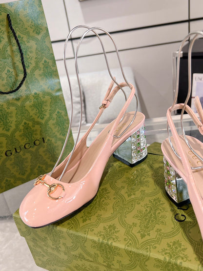 Guc New women's rhinestone chunky heel sandals