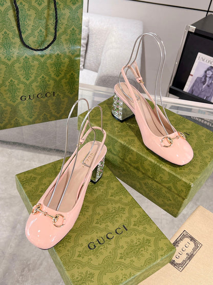 Guc New women's rhinestone chunky heel sandals