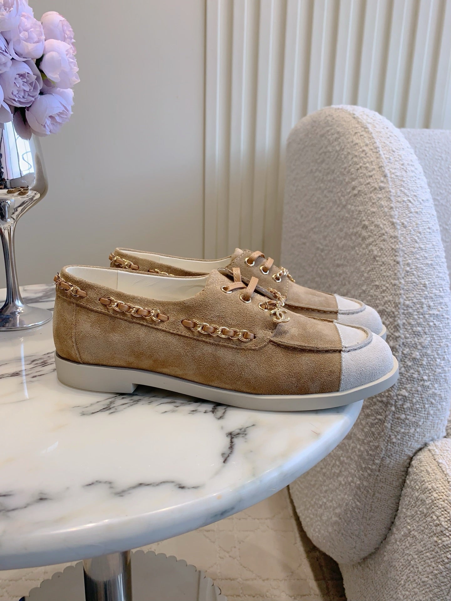 Chan New  Chain-strap flats