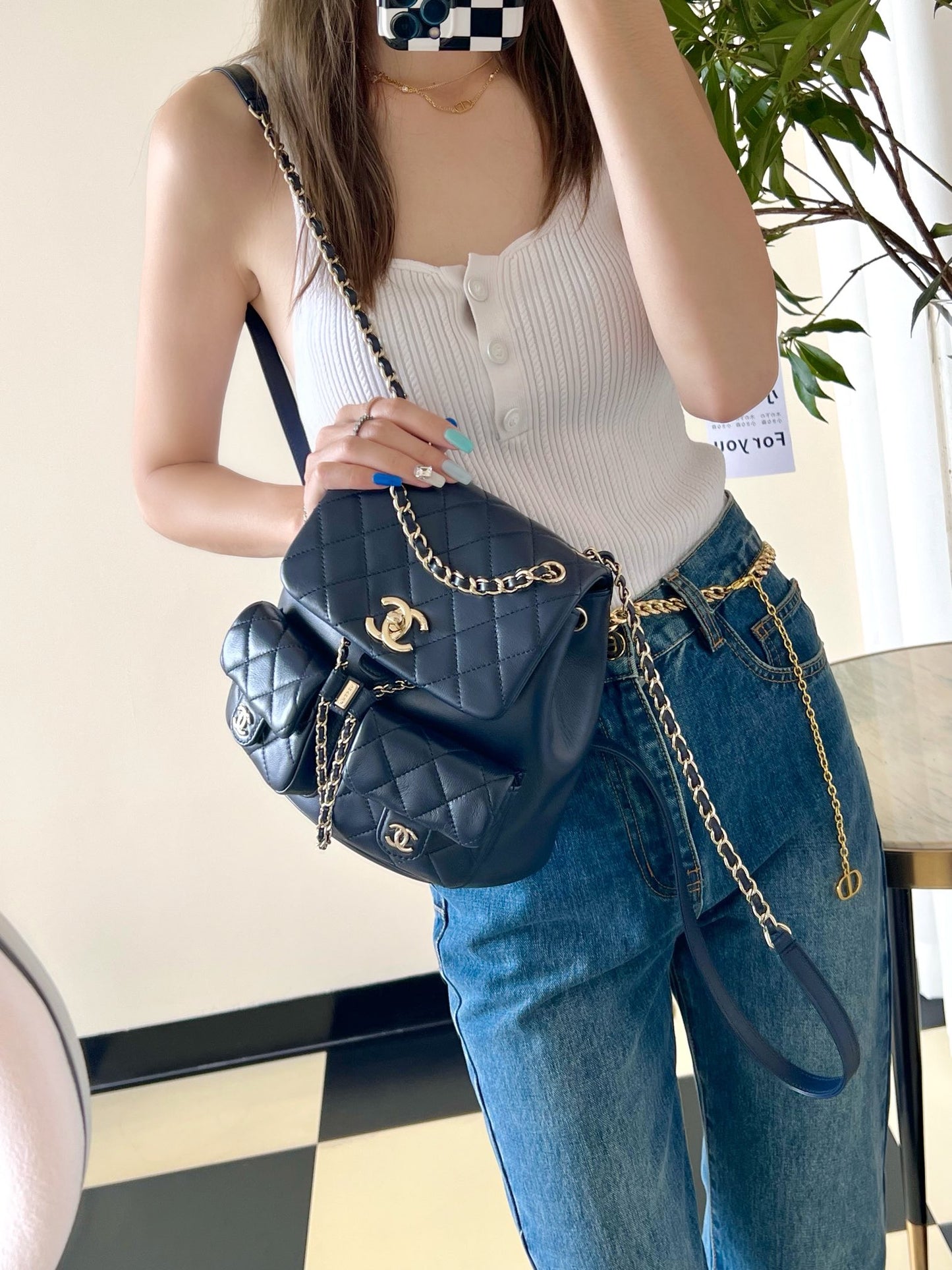 Chan New 23A duma double pocket backpack