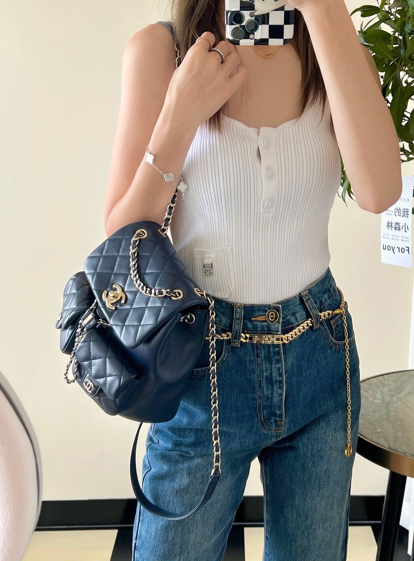 Chan New 23A duma double pocket backpack