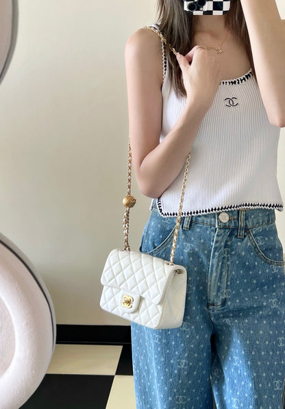 Chan New 23s Gold Globe Chain  Bag