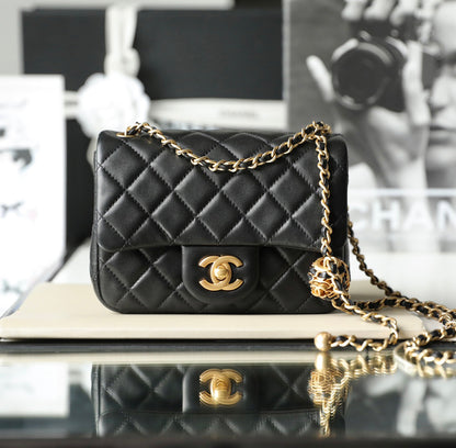 Chan New 22s Gold Globe Chain  Bag