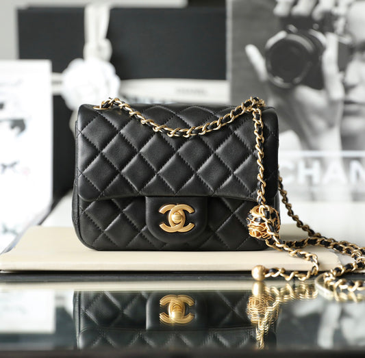 Chan New 22s Gold Globe Chain  Bag