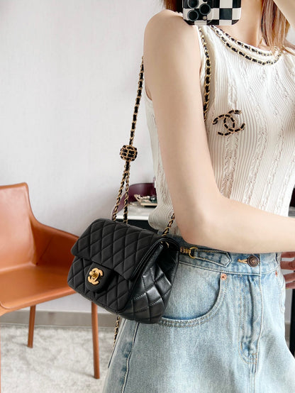 Chan New 22s Gold Globe Chain  Bag