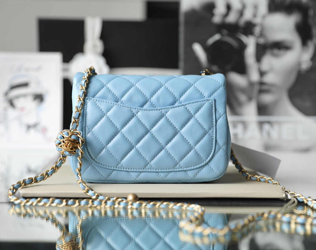 Chan New 22s Gold Globe Chain  Bag