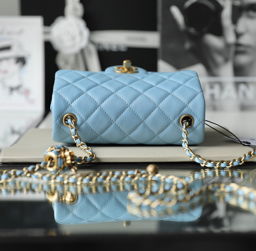 Chan New 22s Gold Globe Chain  Bag